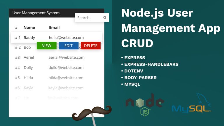 Node.js User Management System - Express, Express-Handlebars, HBS, MySQL